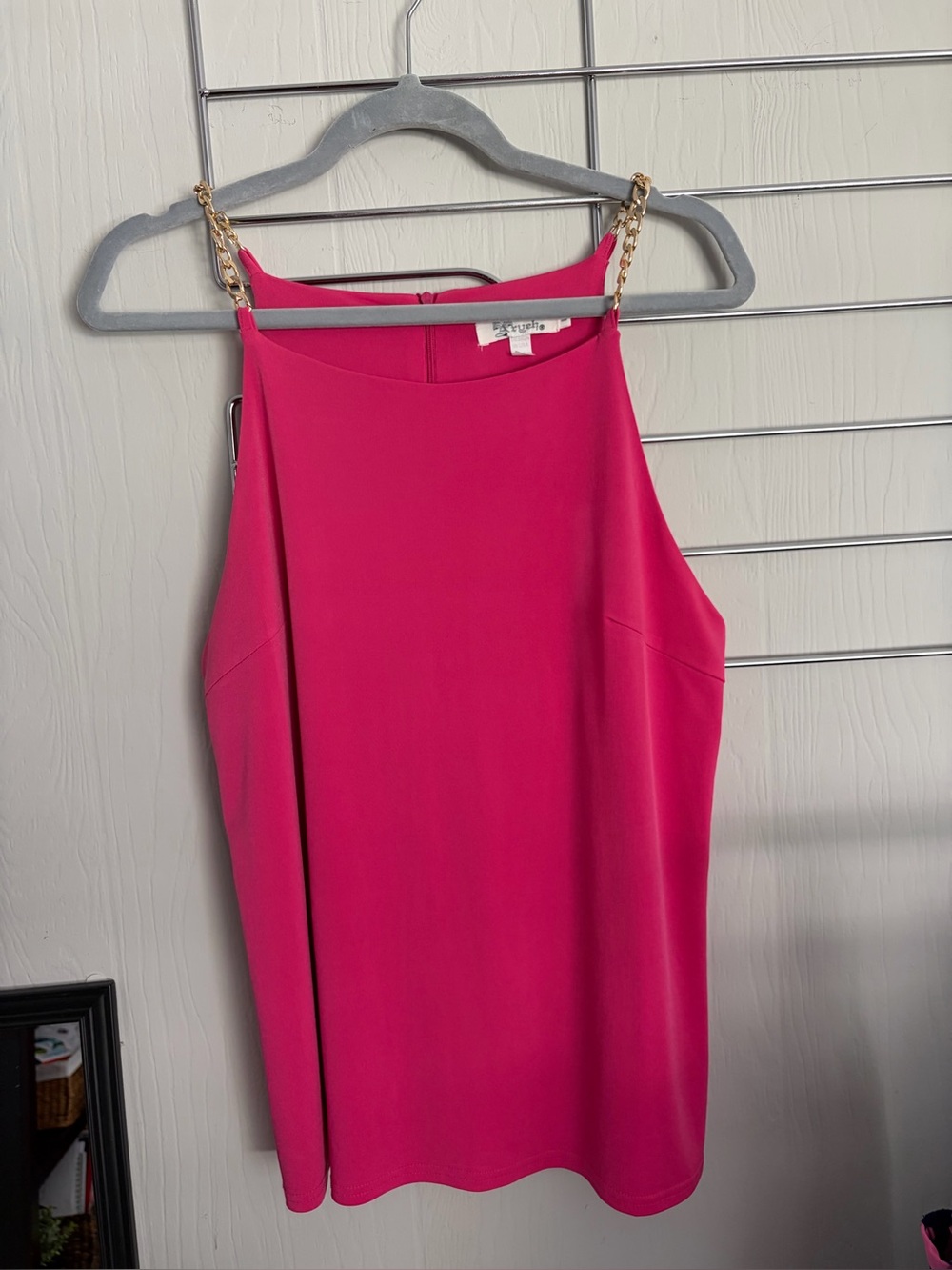 Chain Strap Fuchsia Halter Tank Top